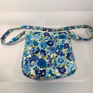 Vera Bradley Triple Zip Hipster Crossbody Bag Blueberry Blooms.